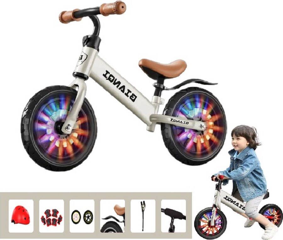 BIANQI Loopfiets- loopfiets met gloeiende wielen 12inch-loopfietsen- kinderfiets- met fiets accessoires-Jongens en Meisjes kinderfiets- Balance Bike-2-6 jaar
