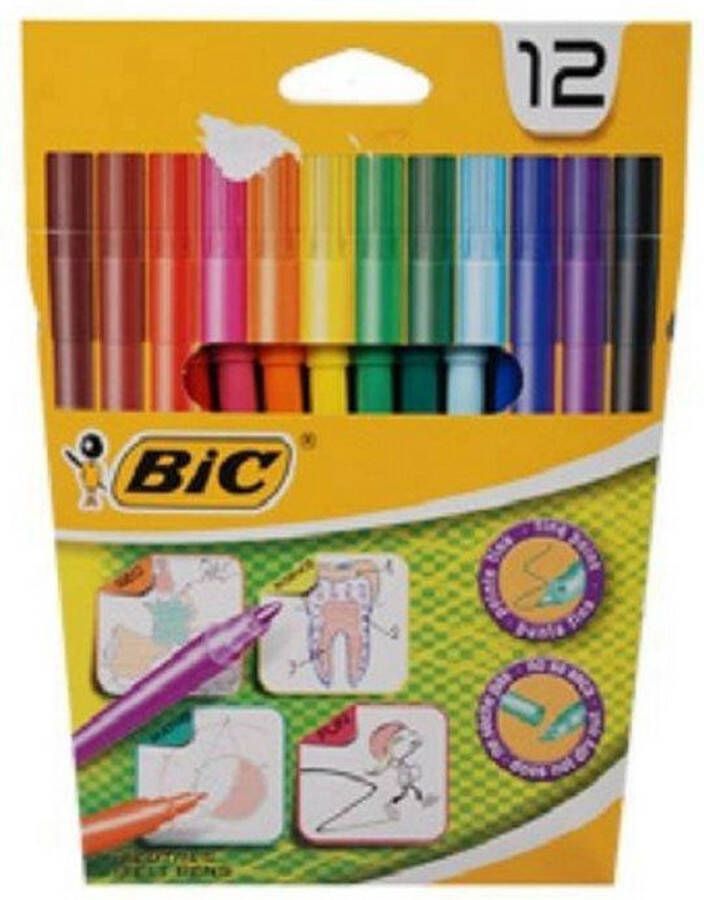 BIC 12 Kleurstiften Viltstiften merk kwaliteit -kleur stiften