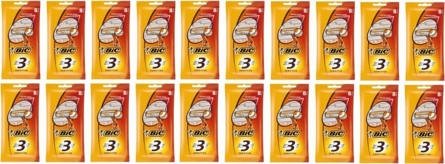 BIC 3 Sensitive Pouch Wegwerpscheermesjes 20x8st Voordeelverpakking