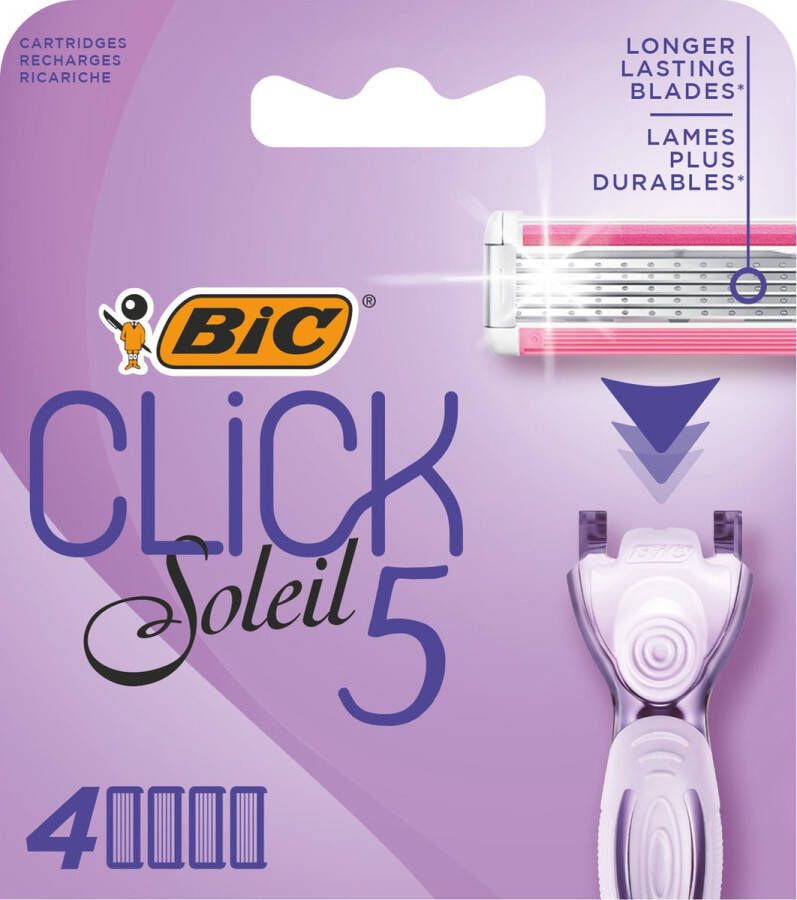 BIC Click 5 Soleil Navullingen voor vrouwenscheersysteem met 5 Mesjes Vochtinbrengende Strip met Aloë Vera Doos met 4 navullingen