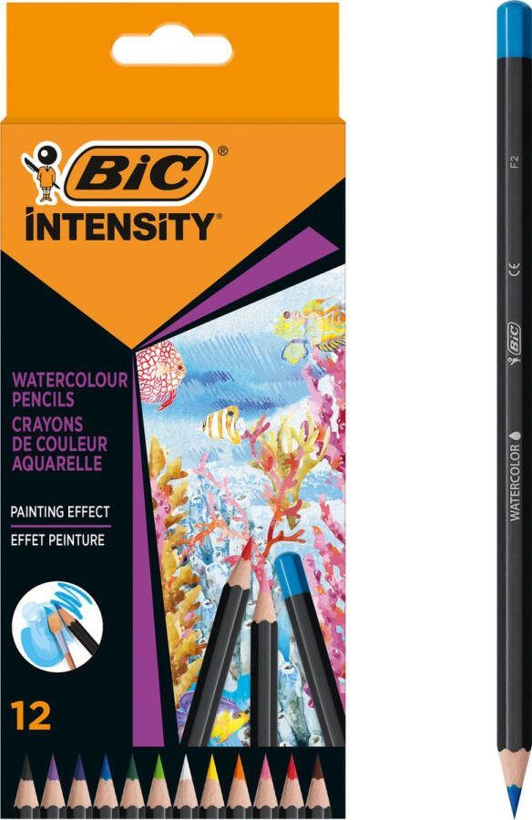BIC Intensity Aquarelpotloden Kleuren 12 stuks Lijnen van Gemiddeld 2.9 mm
