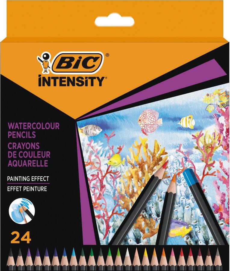 BIC Intensity Aquarelpotloden Kleuren Pack van 24 stuks Lijnen van Gemiddeld 2 9 mm voor een Geschilderd Effect