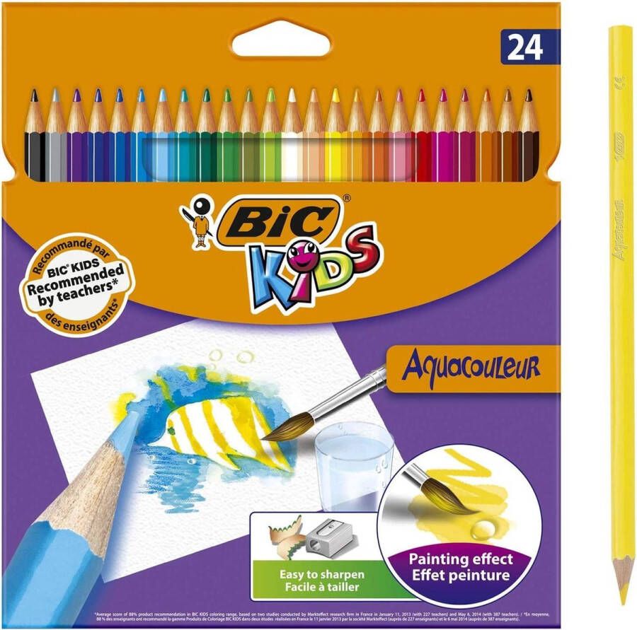 BIC Kids Aquacouleur kleurpotloden met aquarelkleureffect 24 stuks