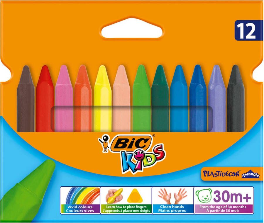 Bic Kids Kleurkrijt | | Plastidecor Triangle | Assortiment | 12 stuks