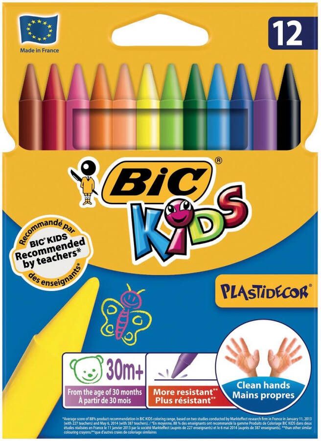 BIC Kids Plastidecor waskrijt etui met 12 stuks