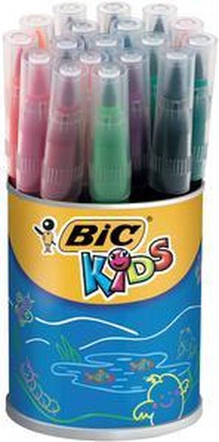 BIC Kids Visaquarelle Viltstiften divers kleuren vanaf 5 jaar ronde pot van 18 stiften