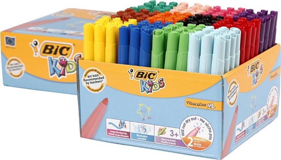 BIC Kleurstift Kids Ecolutions Visacolor XL Schoolbox 144 stuks assorti