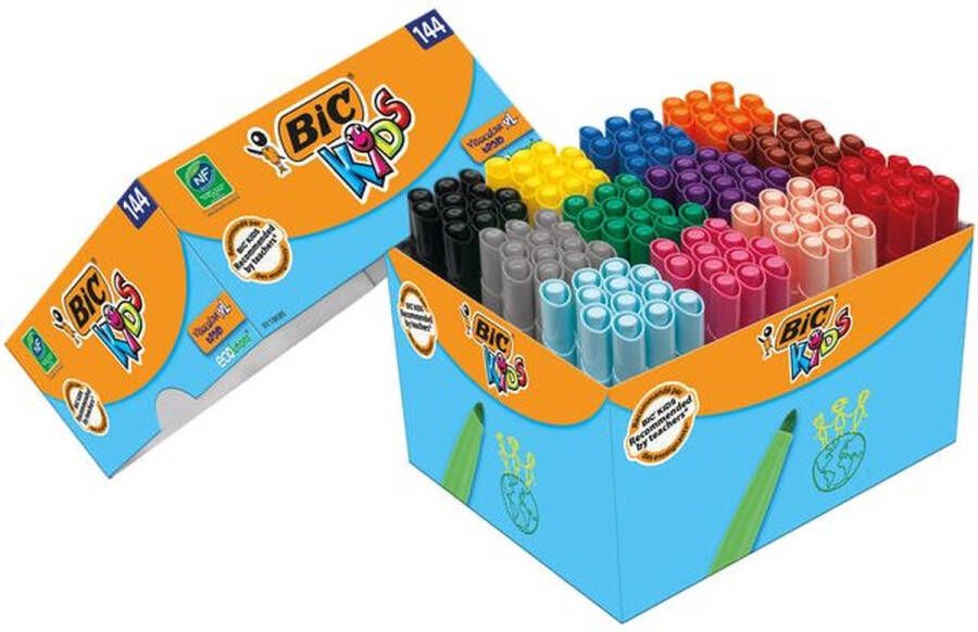 BIC Kleurstift Kids Ecolutions Visacolor XL Schoolbox 144 stuks assorti