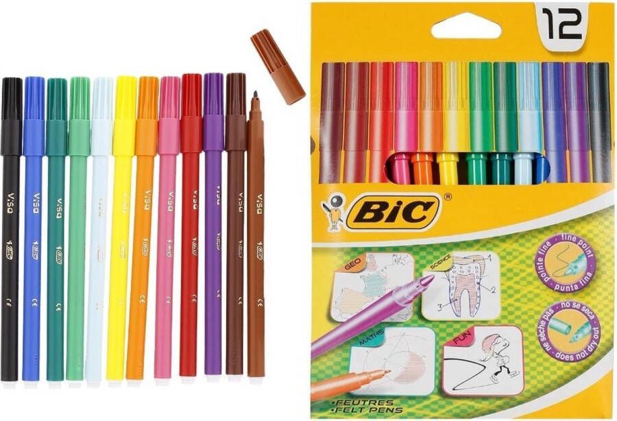 BiC- Kleurstiften Viltstiften 12 kleuren