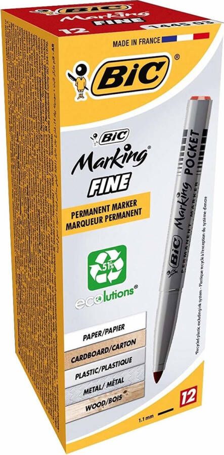 BIC Marking Pocket 1445 permanente marker Rood Kogelpunt 1 stuk(s)