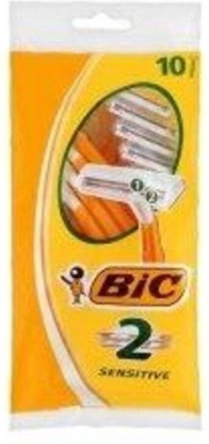 BIC x20 2 Sensitive Wegwerpscheermesjes Voor Heren Met Een Enkel Mesje En Vaste Kop Pak van 10 Stuks