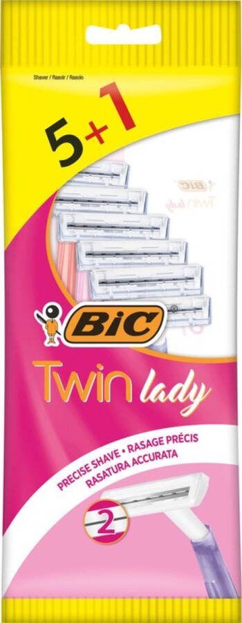 BIC x4 Twin Lady Wegwerpscheermesjes voor vrouwen Zakje van 5+1
