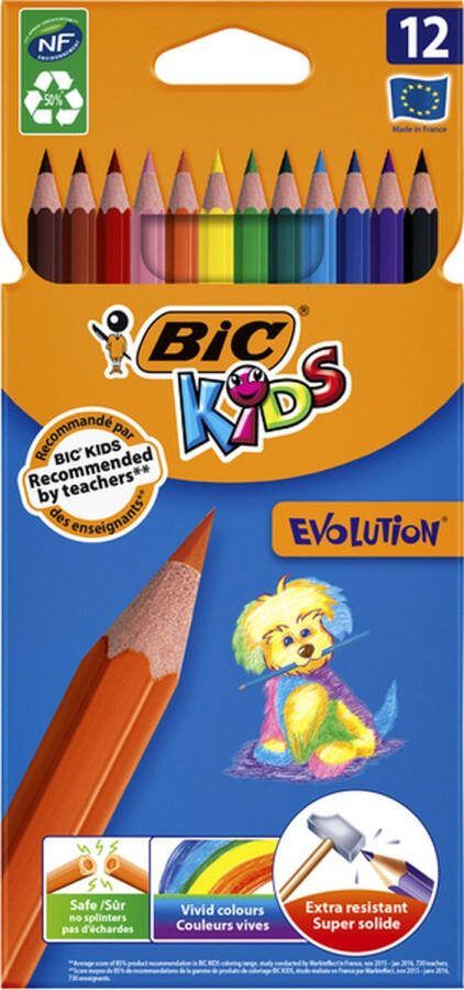 Bickids Kleurpotloden Kids evolution Ecolutions etui à 12 stuks Etui a 12 stuk 12 stuks