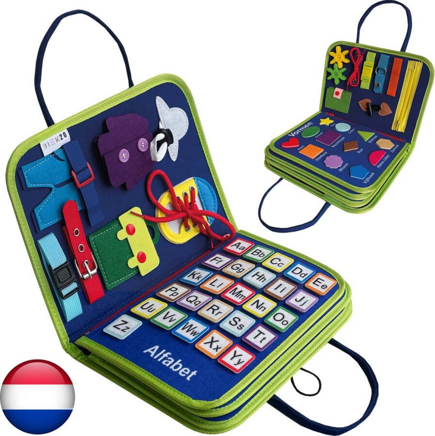 BIEK20 Busy Board Blauw Montessori Speelgoed Sensorisch Speelgoed Activiteitenbord Educatief Speelgoed voor in de auto Montessori voor thuis Interactief Speelgoed Motoriek Speelgoed