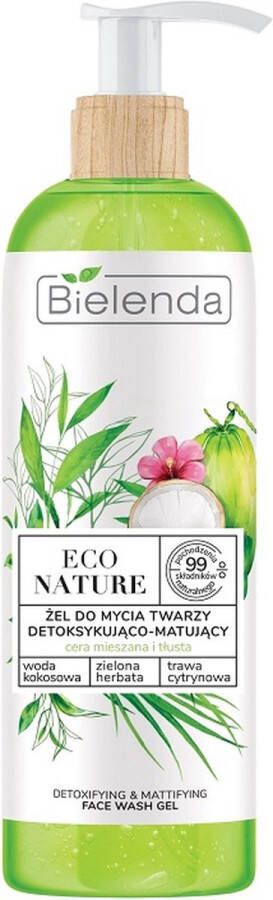 Bielenda Eco Nature ontgiftende en matterende face wash Kokoswater & Groene thee & Citroengras 200g