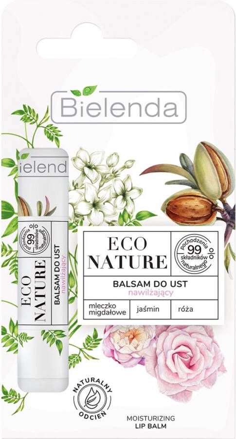 Bielenda Eco Nature vochtinbrengende lippenbalsem Amandelmelk & Jasmijn & Roos 10g