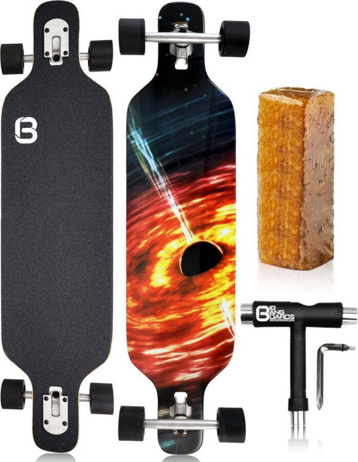 Big Bang Boards Black Hole Edition Longboard – Drop Through Design – Volwassenen – Kinderen – Jongens – Meisjes – Longboard Cruiser – Dropthrough – Longboard – Longboards