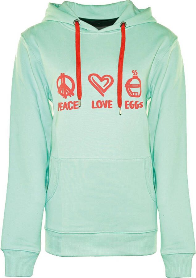 Big Green Egg Sweater Dames Medium Peace Love EGGs Hoodie Kaptrui