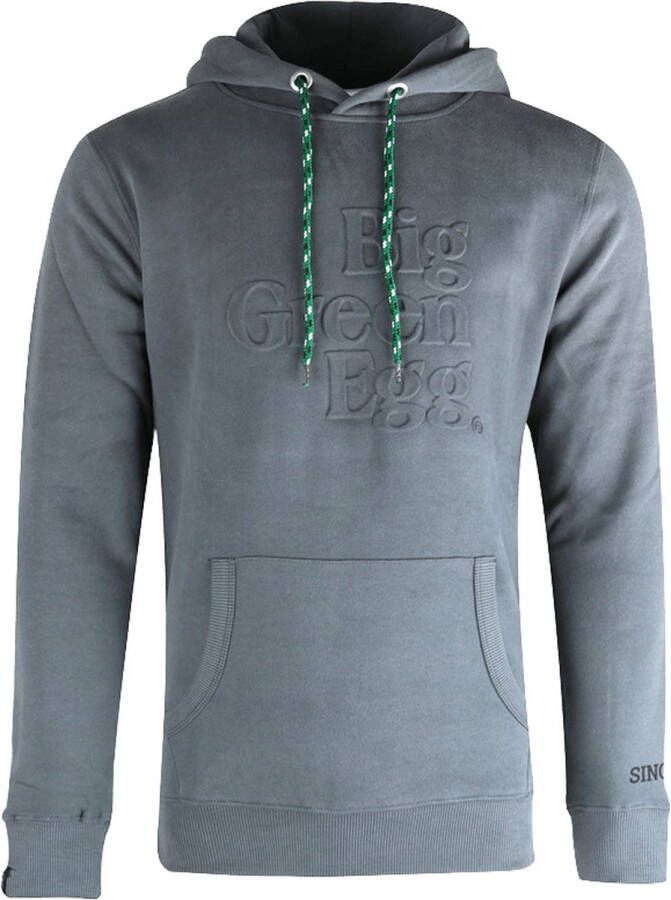 Big Green Egg Sweater Heren Large Grijs Hoodie Kaptrui