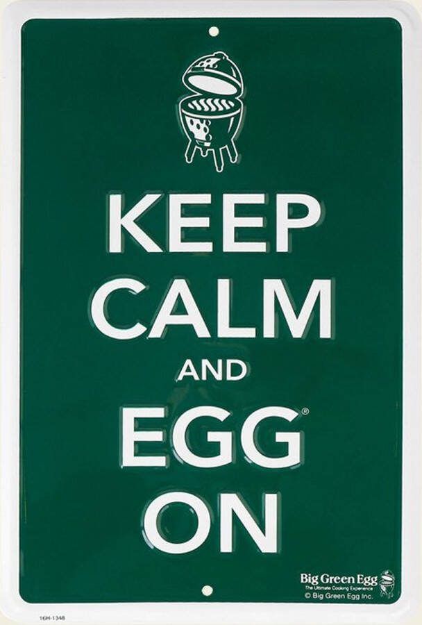 Big Green Egg Tekstbord Mancave Keep Calm Egg On Groen