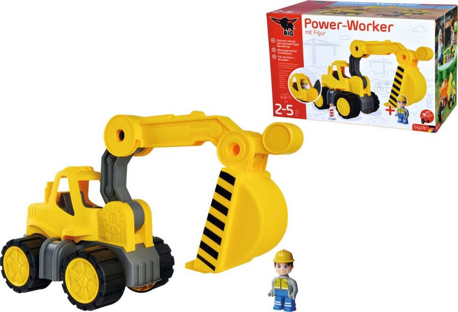 BIG Power Worker Graafmachine + Figuur Zandbak Speelgoedvoertuig