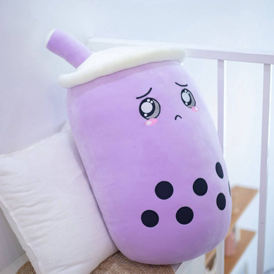 BigBoba Bubble Tea Knuffel Plush Dolls Funny Pillow Milk Tea Soft Doll Milk Uwu Purple Bobba 50cm Grote Maat