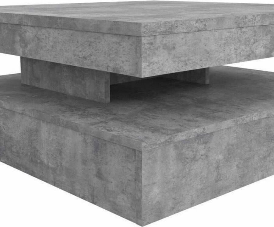 Merkloos Draaibare vierkante Salontafel Spaanplaat Lichtgrijs betondecor Klassiek L 78 x D 78 x H 35 4 cm KOFFIE