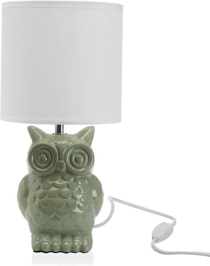 Versa Home Tafellamp Bureaulamp Sfeerlamp Uil Groen Keramisch 16 x 16 x 32 5 cm