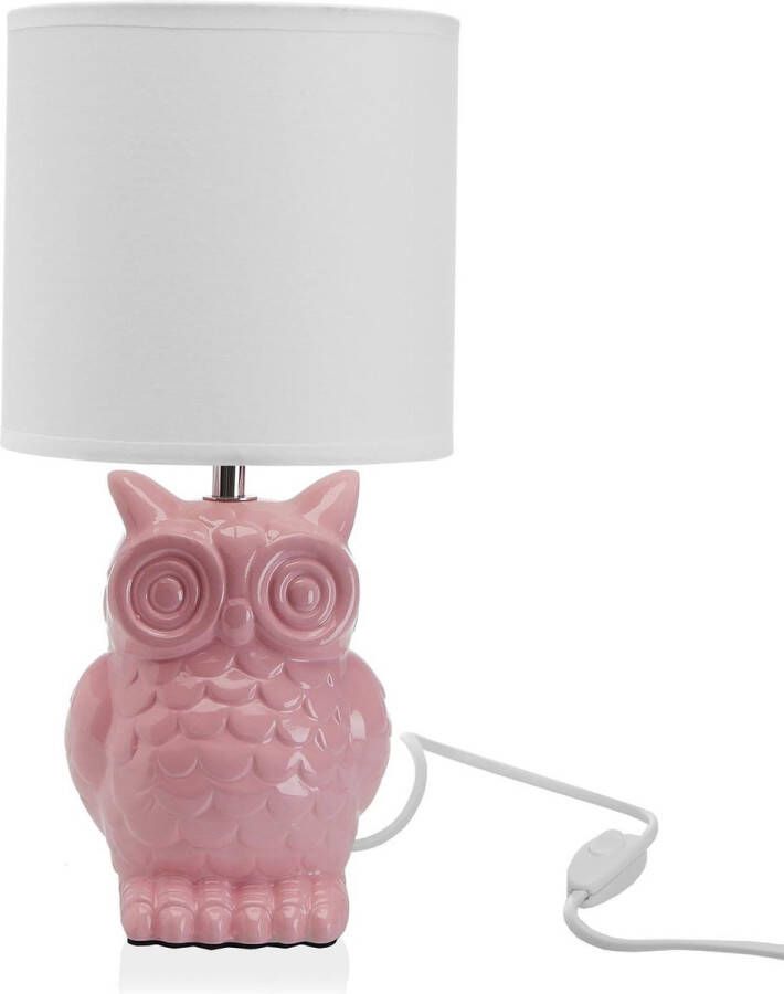 Versa Home Tafellamp Bureaulamp Sfeerlamp Uil Roze Keramisch 16 x 16 x 32 5 cm