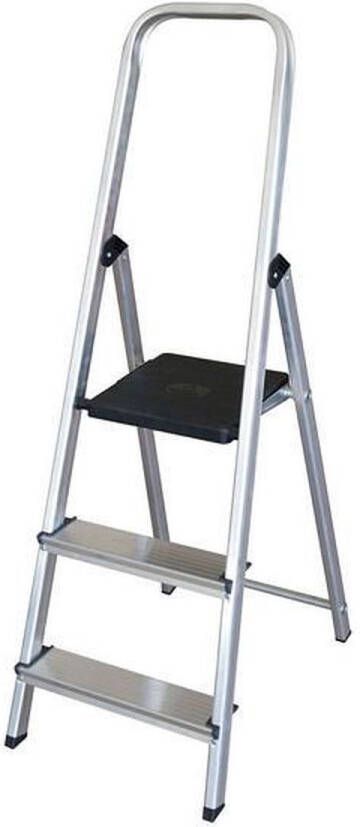 BigBuy Tools ladder 3 treden- Huishoudtrap- Aluminium- Lichtgewicht