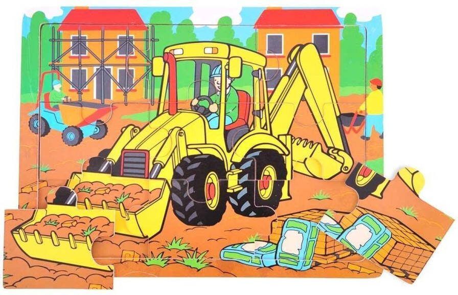 BigJigs Houten Puzzel Graafmachine 9 stukjes