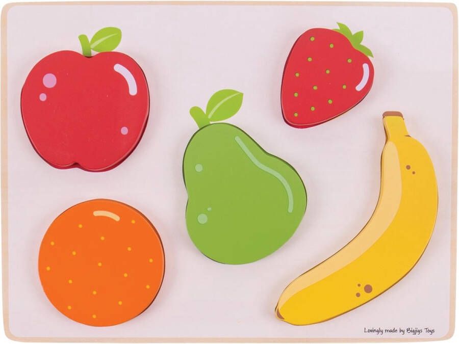BigJigs Houten Vormenpuzzel Fruit 5 stukjes