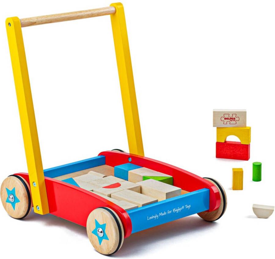 BIGJIGS Loopwagen Incl. 35 blokken