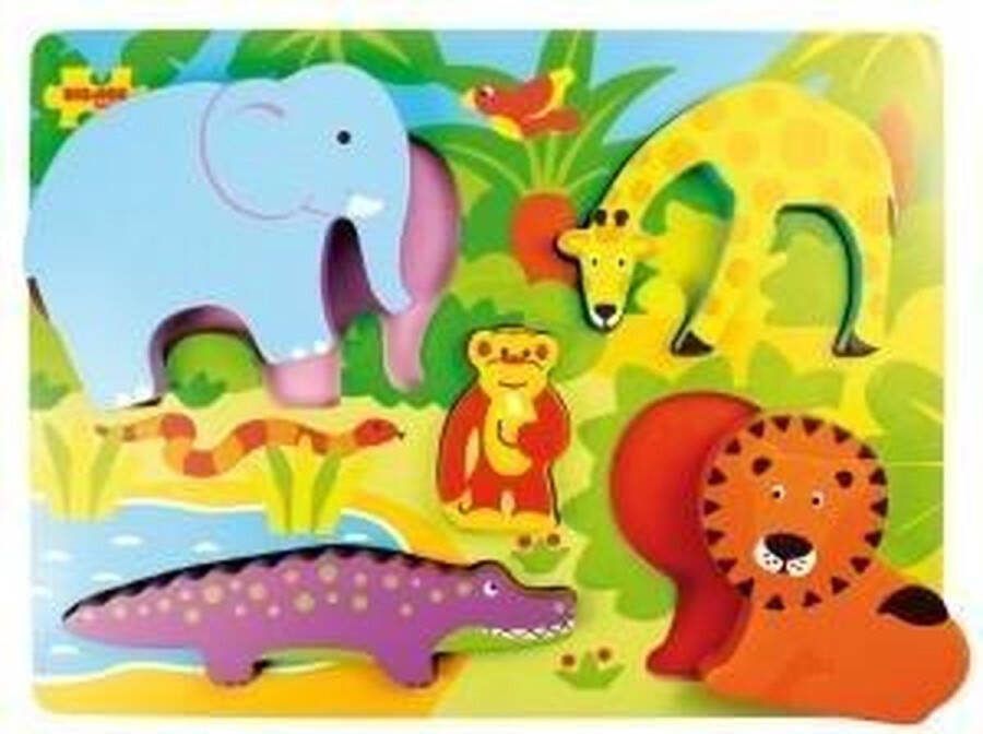 BIGJIGS houten vormenpuzzel Safari 5 stukjes