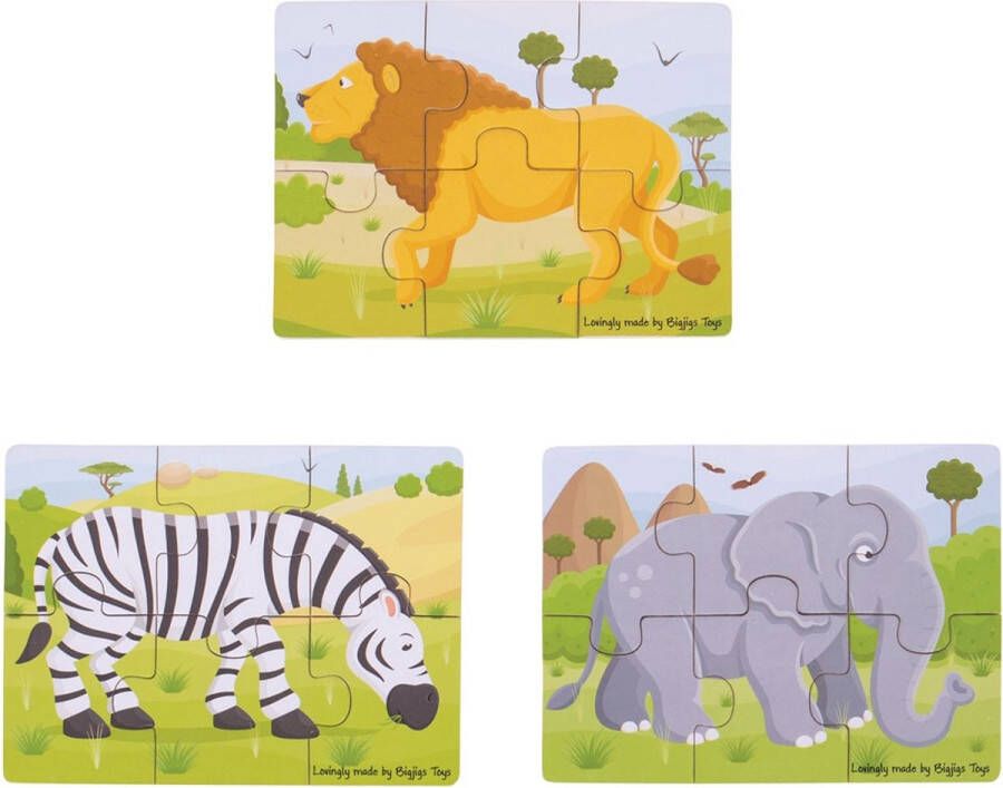 BigJigs Safari (6-delige puzzels) 3 Puzzels