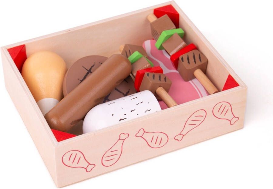 BIGJIGS Speelgoedeten Vleeswaren In kistje