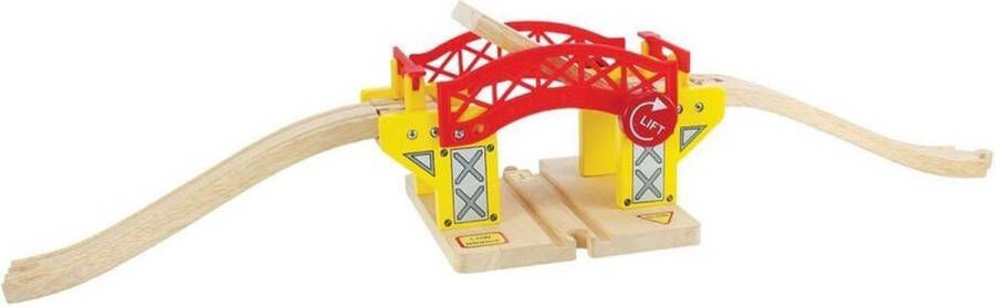 BIGJIGS Treinset Treinbaan Hefbrug met rails Hout