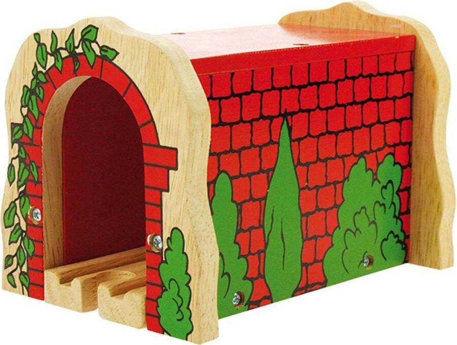 BIGJIGS Treinset Treinbaan Spoortunnel Hout Rood