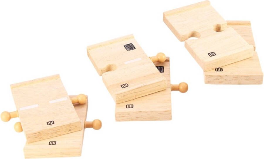 BIGJIGS Treinset Wegenset 6 stuks rijbaan Hout