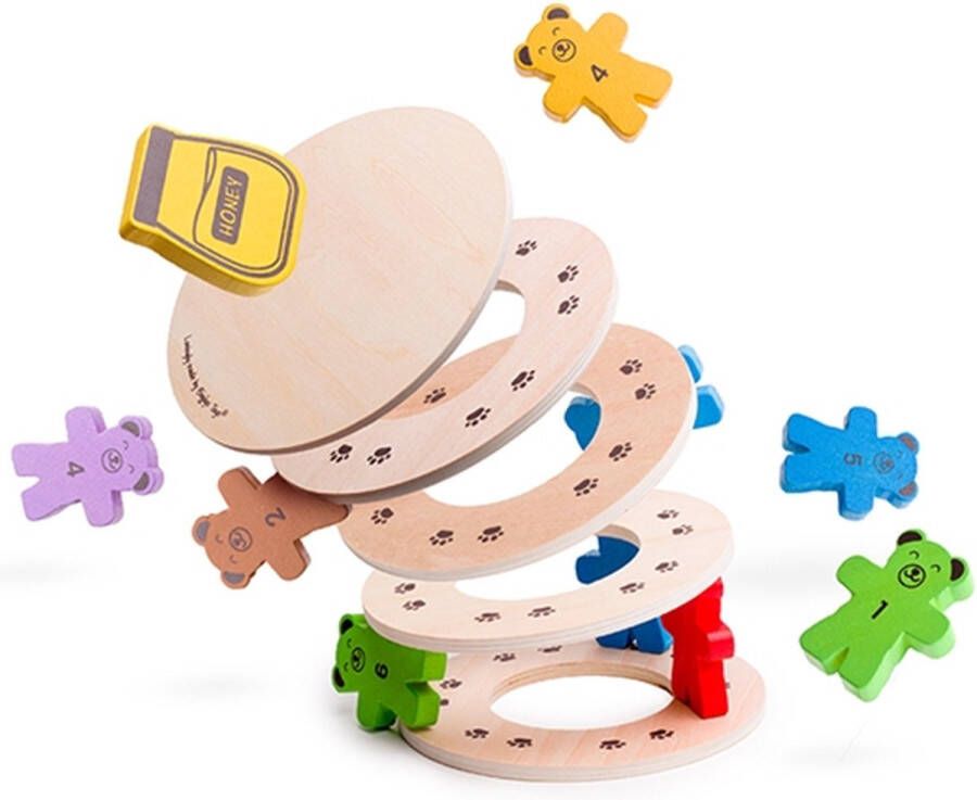 Bigjigs Toys Bigjigs Houten Spel Vallende Teddyberen Houten Toren Vallende Beren