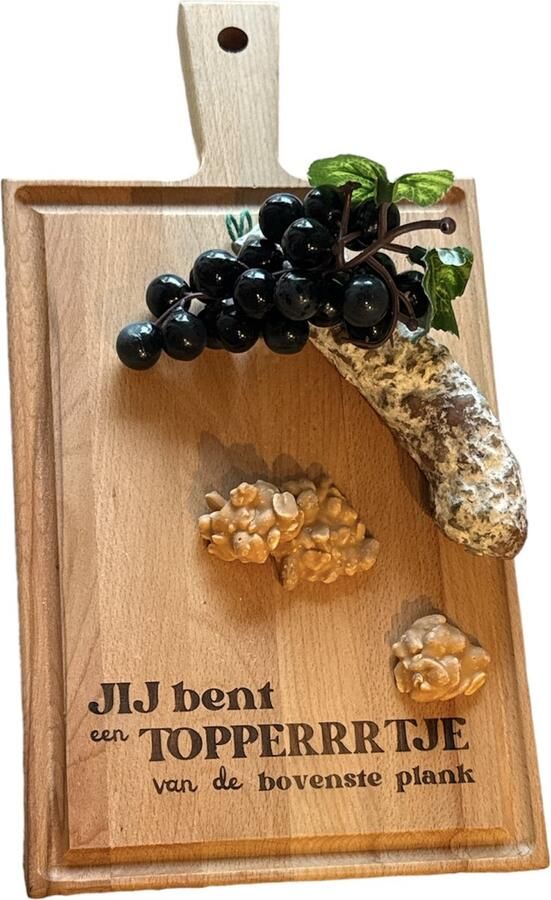 Bij ons onder de panne Borrelplank met tekst: Jij bent een topperrrtje van de bovenste plank Tapasplank Serveerplank Rechthoek Hout met opdruk Complimenten dag Nieuwe baan Afscheidscadeau Pensioen Steuncadeau Troostcadeau Topper Geslaagd