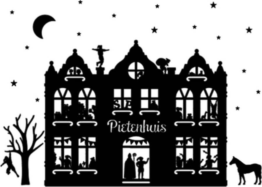 Bij ons onder de panne Herbruikbare statische raamfolie Sinterklaas Pietenhuis Thema Sinterklaas Sint en Piet Pakhuis Sinterklaasdorp