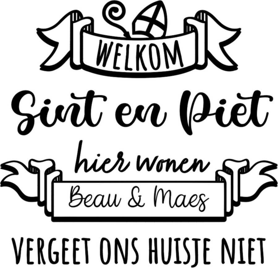 Bij ons onder de panne Herbruikbare statische raamfolie Thema Sinterklaas Gepersonaliseerde raamfolie Sint en Piet Groot