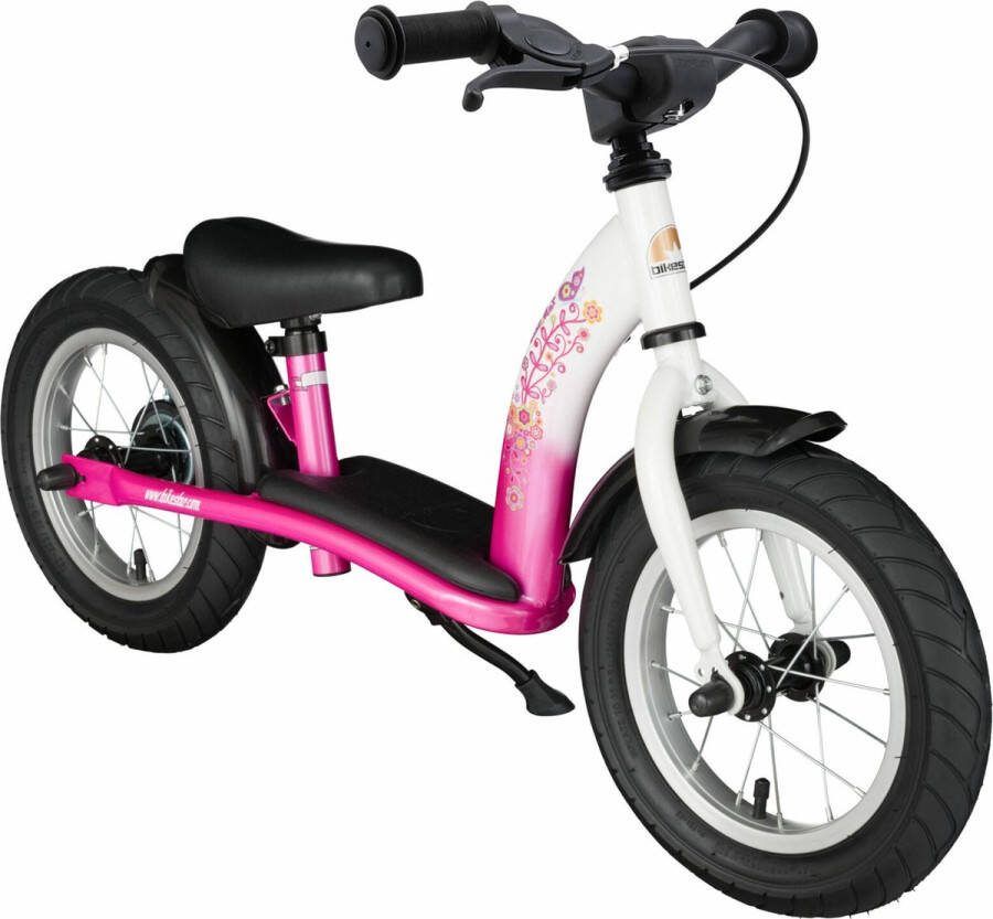 Bikestar Classic loopfiets 12 inch roze wit