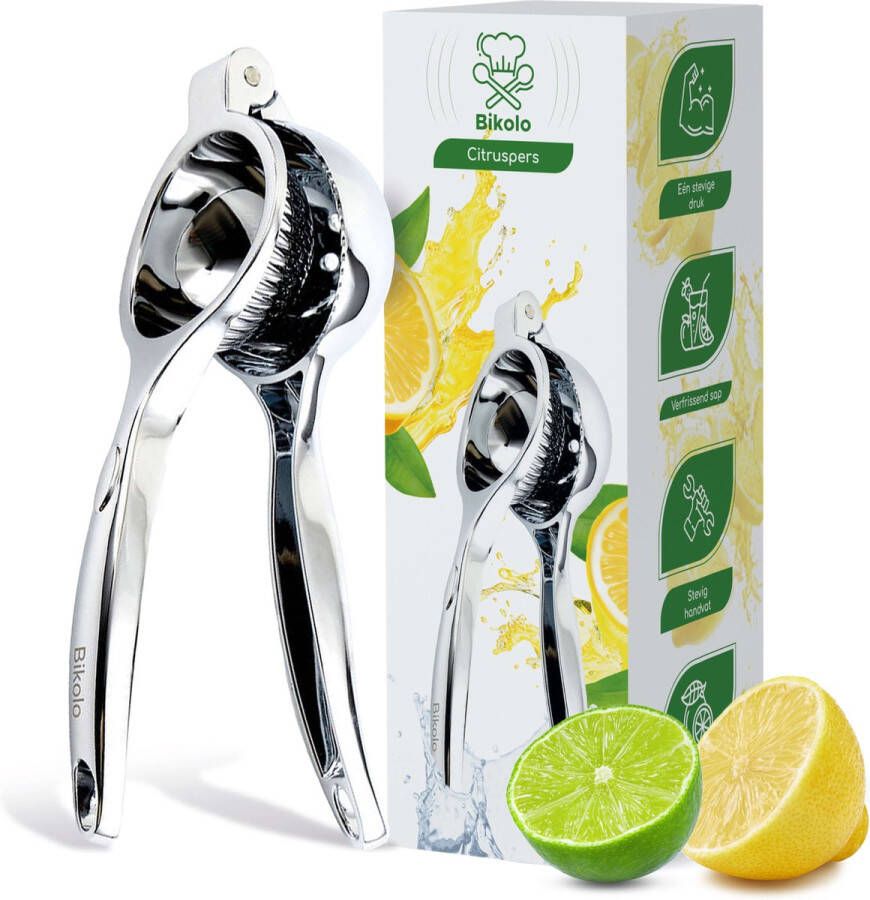 Bikolo Citruspers Limoenpers Citroenpers Handmatig Lemon Squeezer Citrusknijper Fruitpers Zinklegering Luxe Cadeauverpakking + E-Book Kookboek