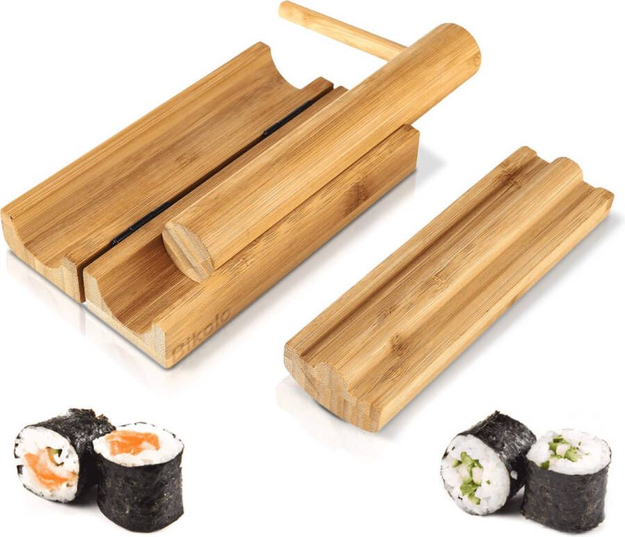 Bikolo Sushi Maker Bazooka Sushi Set Sushi Bazooka Sushi Kit Sushimakers Maki Sushi Bamboe Hout Duurzaam + E-Book Kookboek