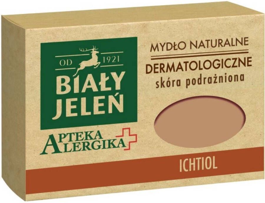 Bialy Jelen 1921 Bialy Jelen1921™ Handzeep met Ichthammol Voor Gezicht en Lichaam Zeep Speciaal Voor Acne Mee-eters Black Heads Natuurlijke Gezichtsreiniging Face Wash Rituals Handzeep Huidverzorging Handzeep 125 g