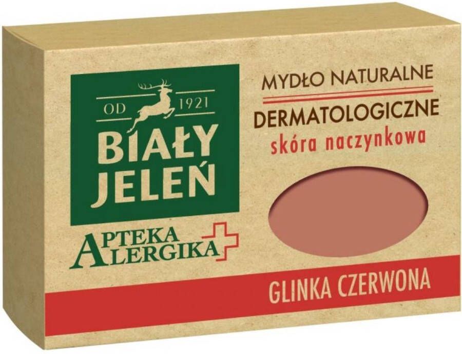 Bilay Jelen 1921 Bialy Jelen 1921™ Handzeep met Rode Klei Zeep Speciaal Voor Huidaandoeningen Gezichtsreiniging Face Wash Huidverzorging