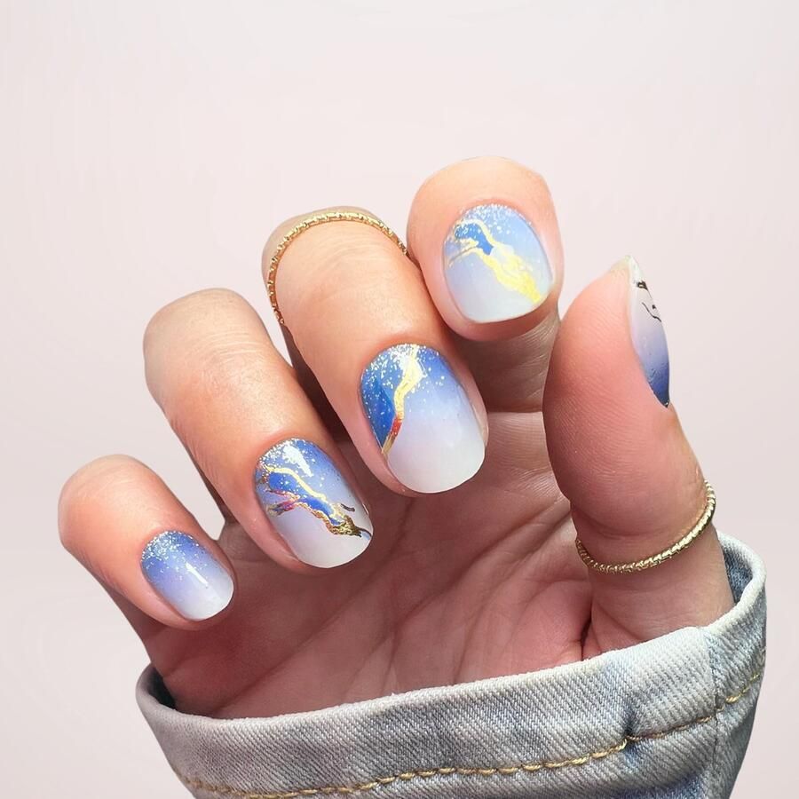 BIMA Nails Gellak Nagel Stickers Gel Nagel Wraps Nail art Marble Blue