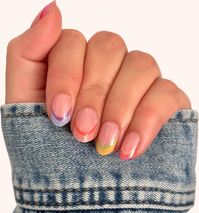 BIMA Nails Gellak Nagel Stickers Gel Nagel Wraps Nail Art Pastel Colors French Manicure Pastel Color Tips